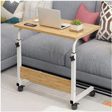 Laptop Table Desk Adjustable Height Sofa Bed Side Rolling Desk, Mobile Laptop Cart Portable Tray Table for Home Office